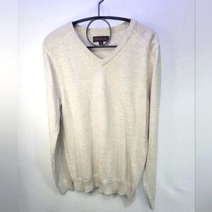 Fairlane & Sons Beige Long Sleeve V-Neck Sweater Men's Size Medium